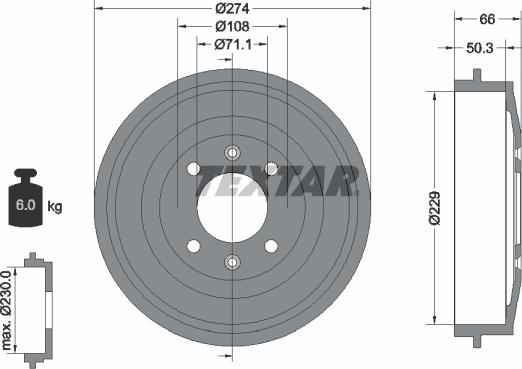 Textar 94010300 - Bremžu trumulis ps1.lv