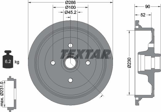 Textar 94011500 - Bremžu trumulis ps1.lv