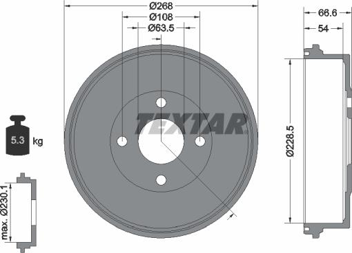 Textar 94013100 - Bremžu trumulis ps1.lv