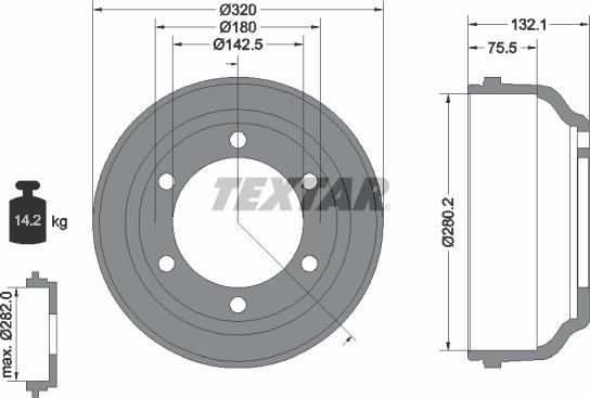 Textar 94013300 - Bremžu trumulis ps1.lv