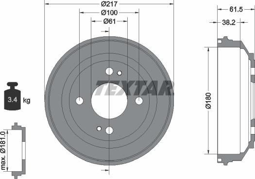 Textar 94017500 - Bremžu trumulis ps1.lv