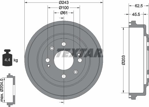 Textar 94017600 - Bremžu trumulis ps1.lv