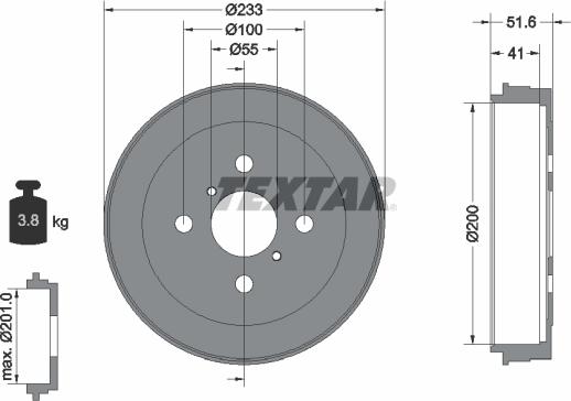 Textar 94034600 - Bremžu trumulis ps1.lv