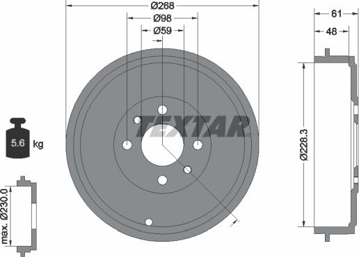 Textar 94034000 - Bremžu trumulis ps1.lv