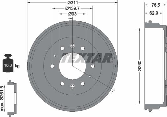 Textar 94035500 - Bremžu trumulis ps1.lv