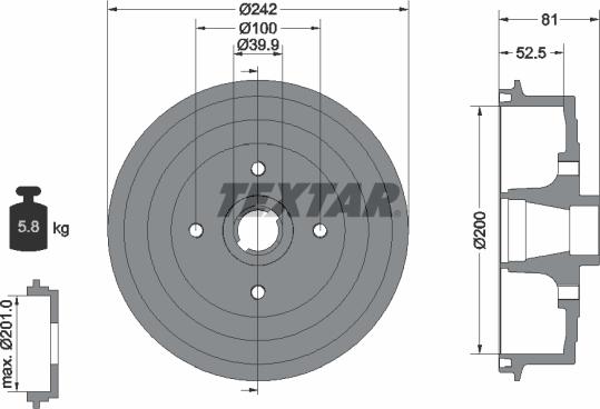 Textar 94035100 - Bremžu trumulis ps1.lv