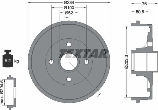 Textar 94033800 - Bremžu trumulis ps1.lv