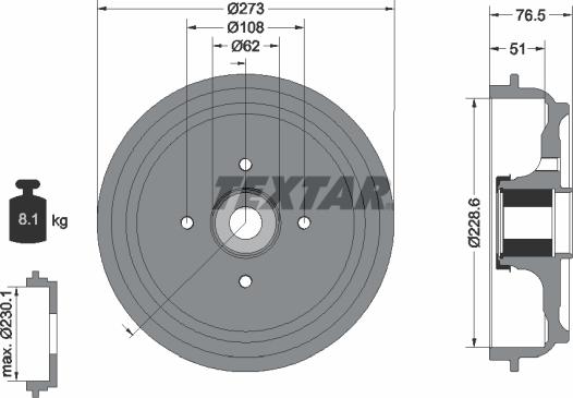 Textar 94037900 - Bremžu trumulis ps1.lv