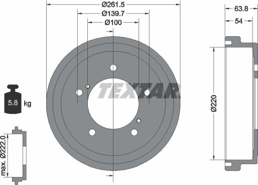 Textar 94037800 - Bremžu trumulis ps1.lv