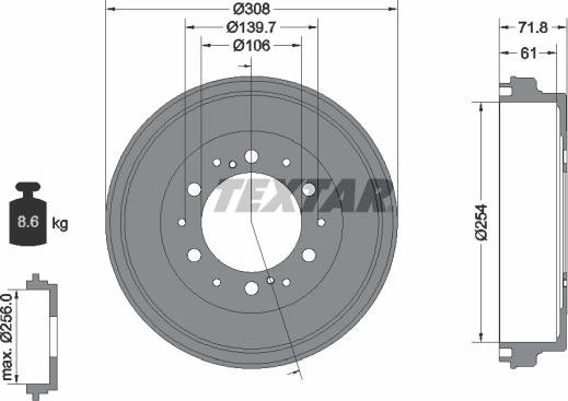 Textar 94037300 - Bremžu trumulis ps1.lv