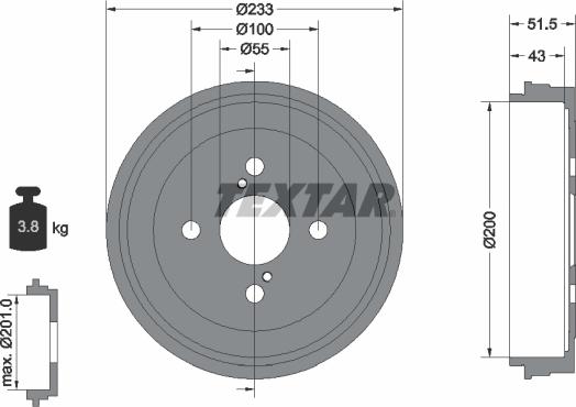 Textar 94029300 - Bremžu trumulis ps1.lv