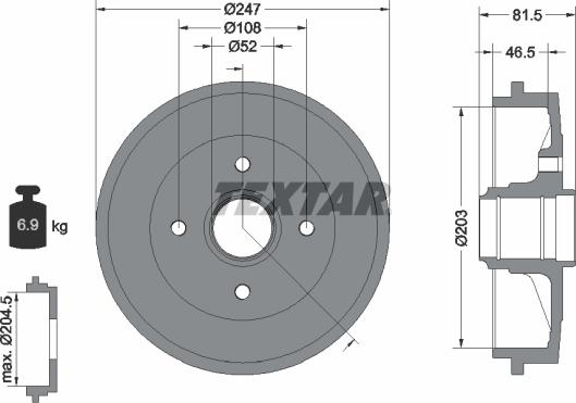 Textar 94024900 - Bremžu trumulis ps1.lv