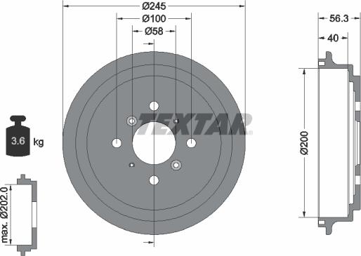 Textar 94026300 - Bremžu trumulis ps1.lv