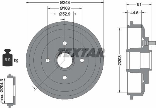 Textar 94026700 - Bremžu trumulis ps1.lv