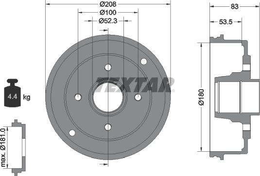 Textar 94023600 - Bremžu trumulis ps1.lv