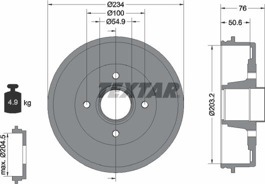 Textar 94027100 - Bremžu trumulis ps1.lv