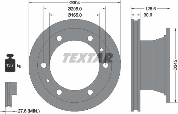 Textar 93084800 - Bremžu diski ps1.lv