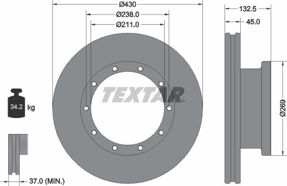 Textar 93087900 - Bremžu diski ps1.lv