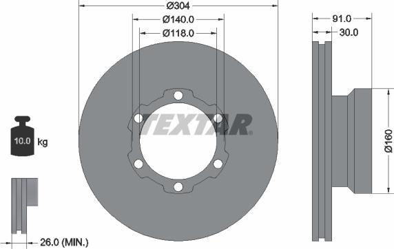 Textar 93087400 - Bremžu diski ps1.lv