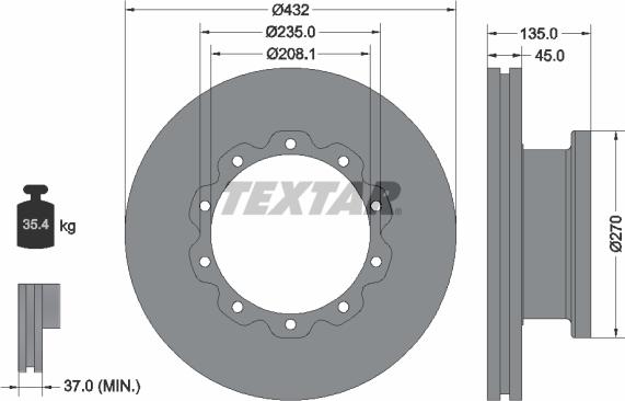 Textar 93087000 - Bremžu diski ps1.lv