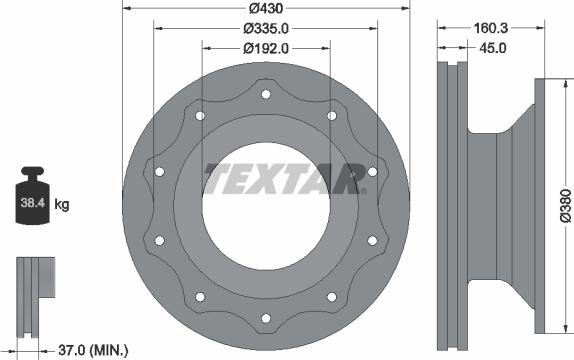 Textar 93101900 - Bremžu diski ps1.lv