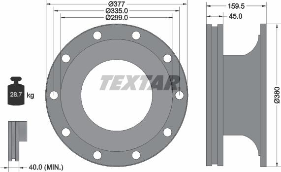 Textar 93126900 - Bremžu diski ps1.lv