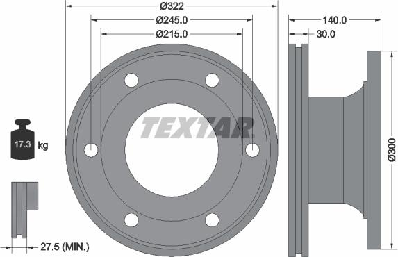 Textar 93128000 - Bremžu diski ps1.lv