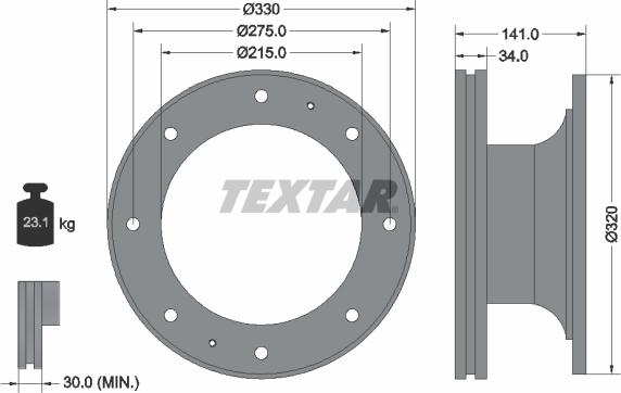 Textar 93127400 - Bremžu diski ps1.lv