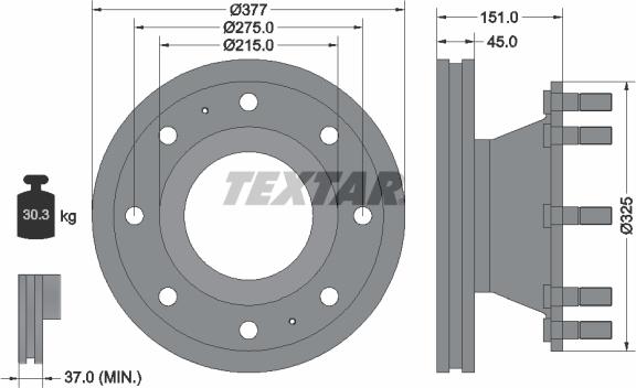 Textar 93127600 - Bremžu diski ps1.lv