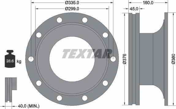 Textar 93127000 - Bremžu diski ps1.lv