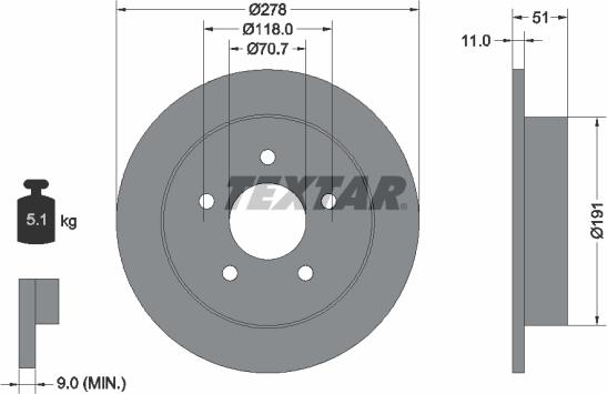 Textar 92099800 - Bremžu diski ps1.lv