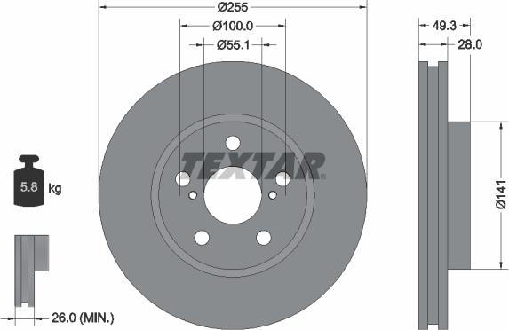 Textar 92094300 - Bremžu diski ps1.lv