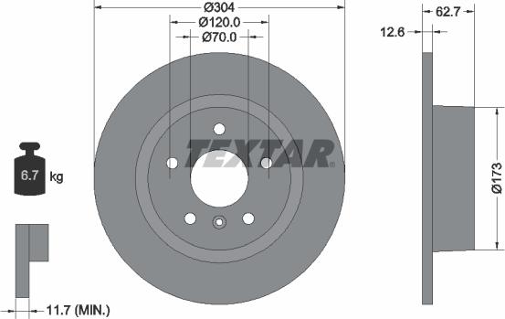 Textar 92095205 - Bremžu diski ps1.lv