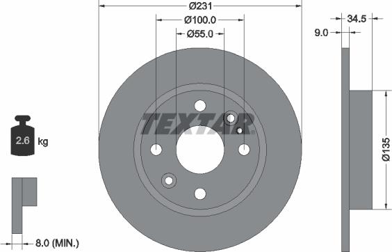 Textar 92096600 - Bremžu diski ps1.lv