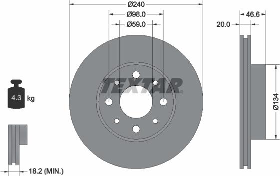 Textar 92090300 - Bremžu diski ps1.lv