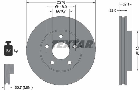 Textar 92091500 - Bremžu diski ps1.lv