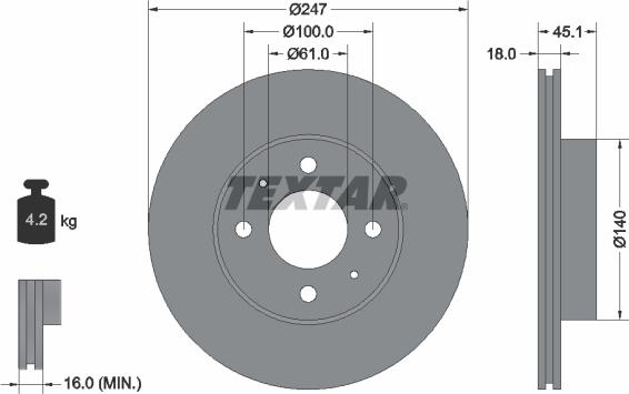 Textar 92091000 - Bremžu diski ps1.lv