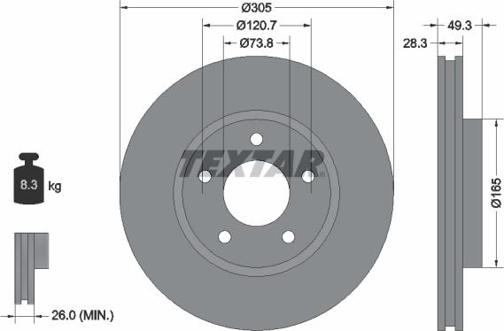 Textar 92098905 - Bremžu diski ps1.lv