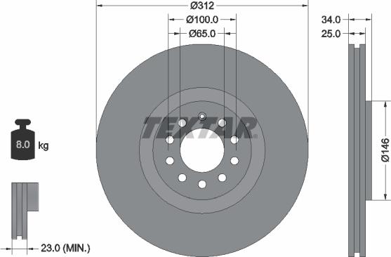 Textar 92098505 - Bremžu diski ps1.lv