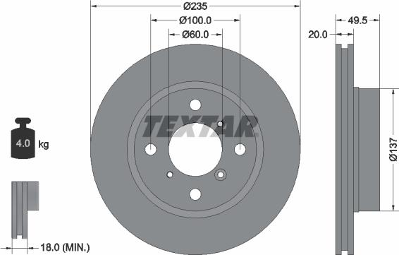 Textar 92093200 - Bremžu diski ps1.lv