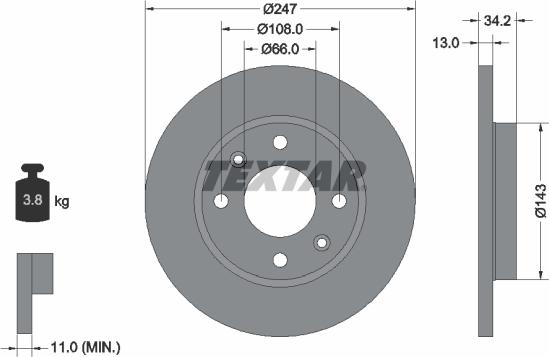 Textar 92092800 - Bremžu diski ps1.lv