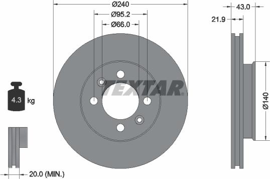 Textar 92044500 - Bremžu diski ps1.lv