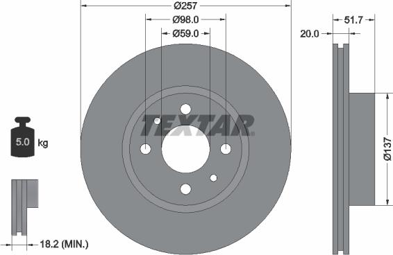 Textar 92044200 - Bremžu diski ps1.lv