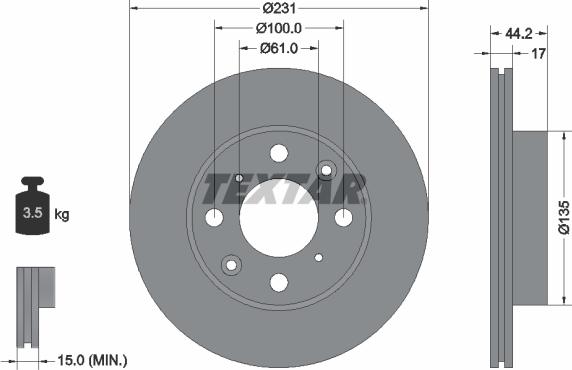 Textar 92046500 - Bremžu diski ps1.lv