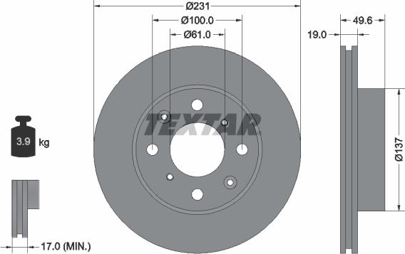 Textar 92046700 - Bremžu diski ps1.lv