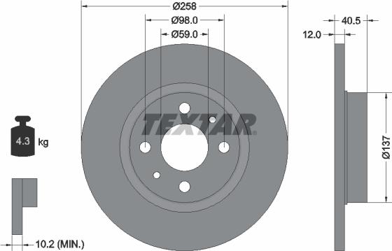 Textar 92041500 - Bremžu diski ps1.lv