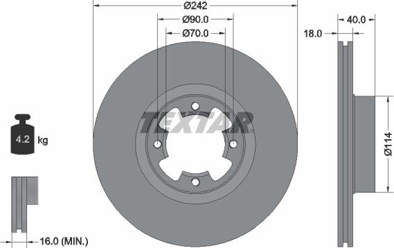 Textar 92048600 - Bremžu diski ps1.lv