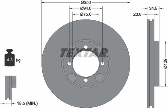 Textar 92047200 - Bremžu diski ps1.lv