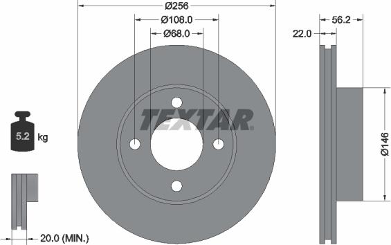 Textar 92054200 - Bremžu diski ps1.lv