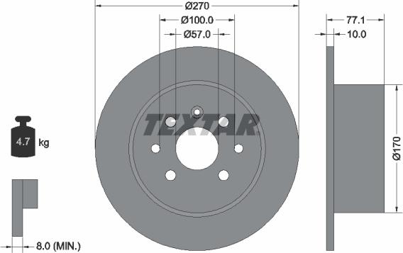 Textar 92054700 - Bremžu diski ps1.lv